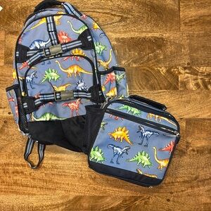 Pottery Barn Kids Large Dino Backpack and Lunchbox.